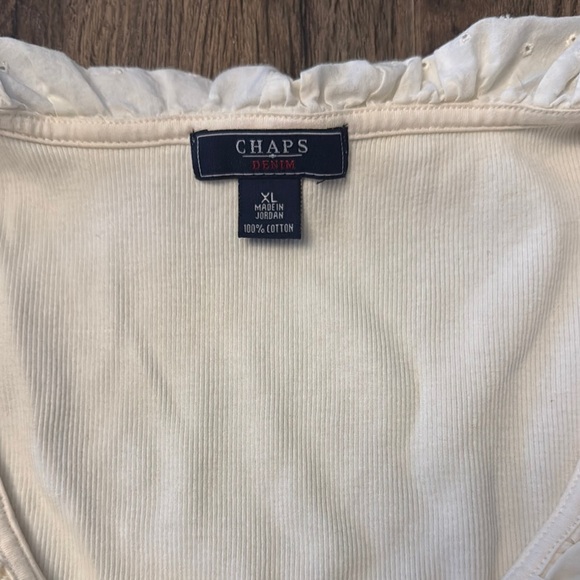Chaps Cream Ruffled Bib Collar Tank Top - Picture 4 of 6